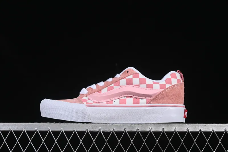 All categories Vans Vans series Vans Low Vans low-top Vans Knu Skool girly pink plaid comfortable and fashionable non-slip wear-resistant low-top casual bread shoes VN0009QCREV